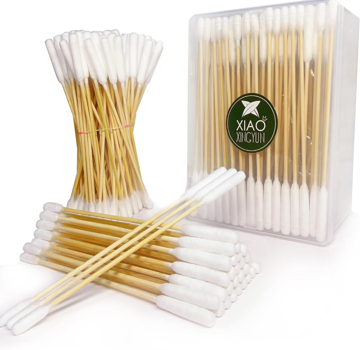 200 PCS 6 Inch Long Cotton Swabs in Box - Professional Large Cotton Swabs with Bamboo Handle