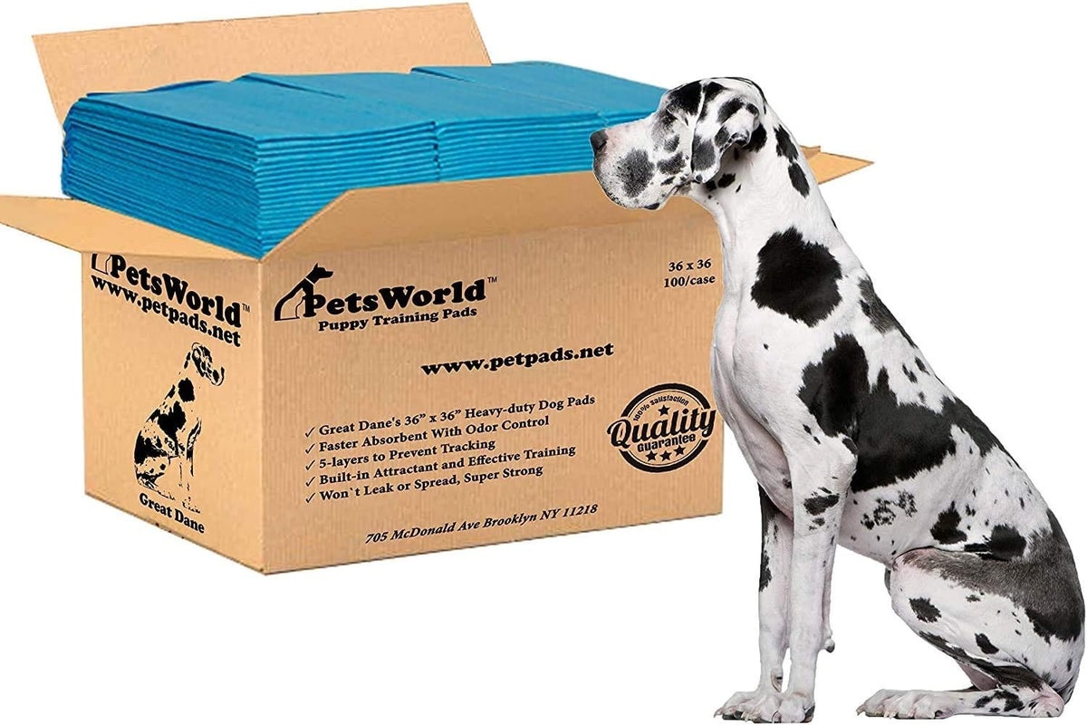 PETSWORLD Giant Dog Potty Pads, Odor-Eliminating, 36" x 36", Ultra Absorbent 5-Layer Leak-Proof