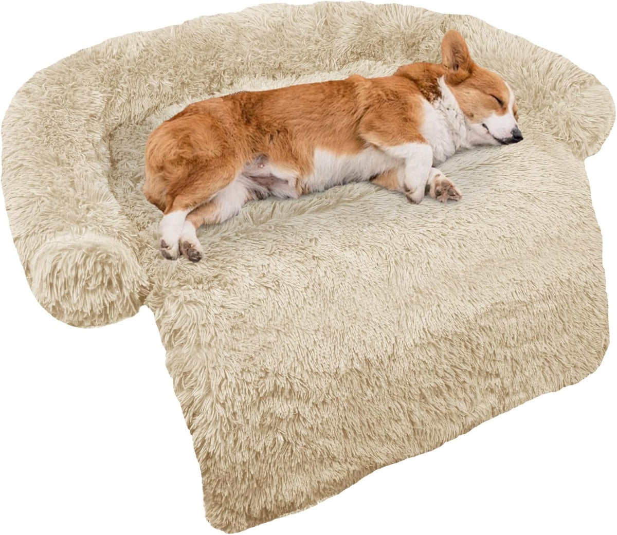 Calming Dog Bed Fluffy Plush Dog Mat for Furniture Protector with Removable Washable Cover for