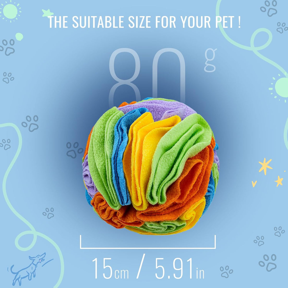 Pet Snuffle Ball, Puzzle Sniffing Interactive Dog Ball for Blind Dogs Training Stress Relief Dog