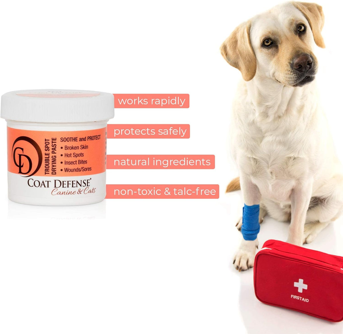 COAT DEFENSE Trouble Spot Drying Paste - Made in USA - 5 Oz Dog & Cat Skin Care, Itchy Skin &