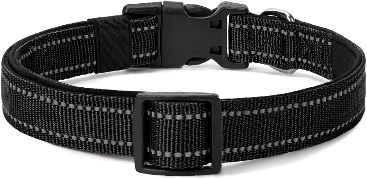 Reflective Dog Collar Padded with Soft Neoprene Breathable Quick Release Basic Dog Collars for