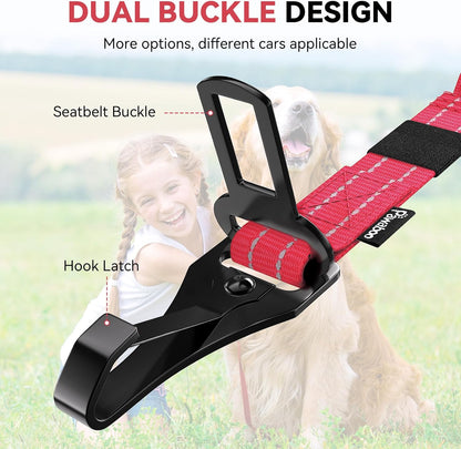 Pawaboo 2Pack Dog Seatbelt for Car, 3-in-1 Dog Seat Belt Bungee, Shockproof Dog Car Tether with