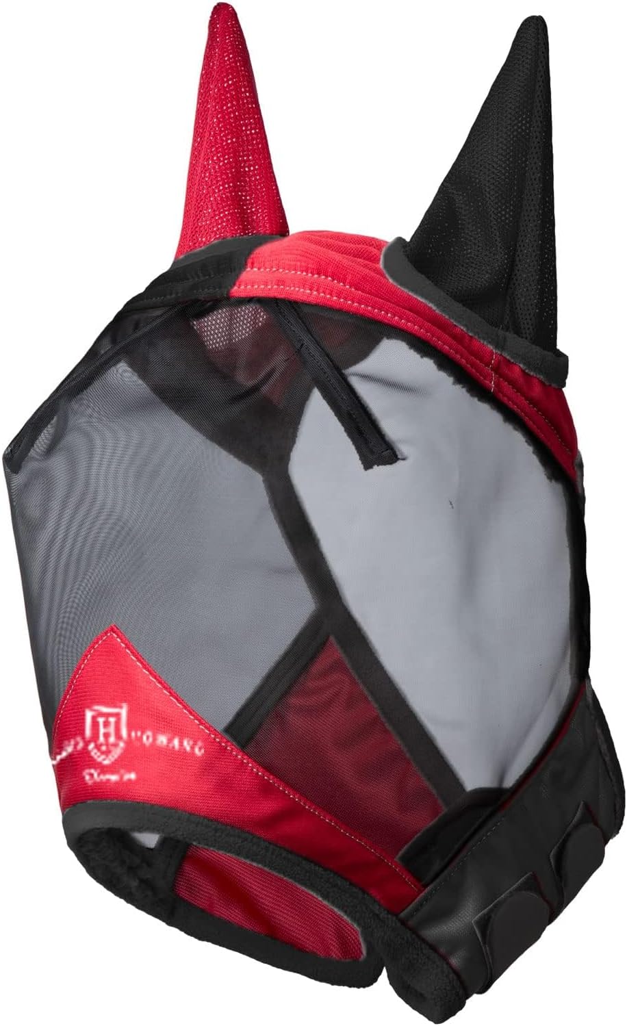 Harrison Howard Pro Luminous Horse Fly Mask Standard with Ears UV Protection for Horse Scarlet