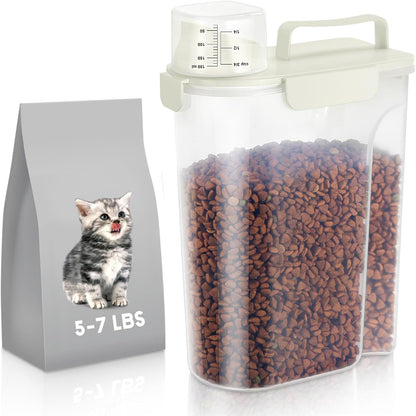 5Lbs Dog Cat Storage Container Portable with Upgraded Large Spout and Cup, Plastic Pet Food