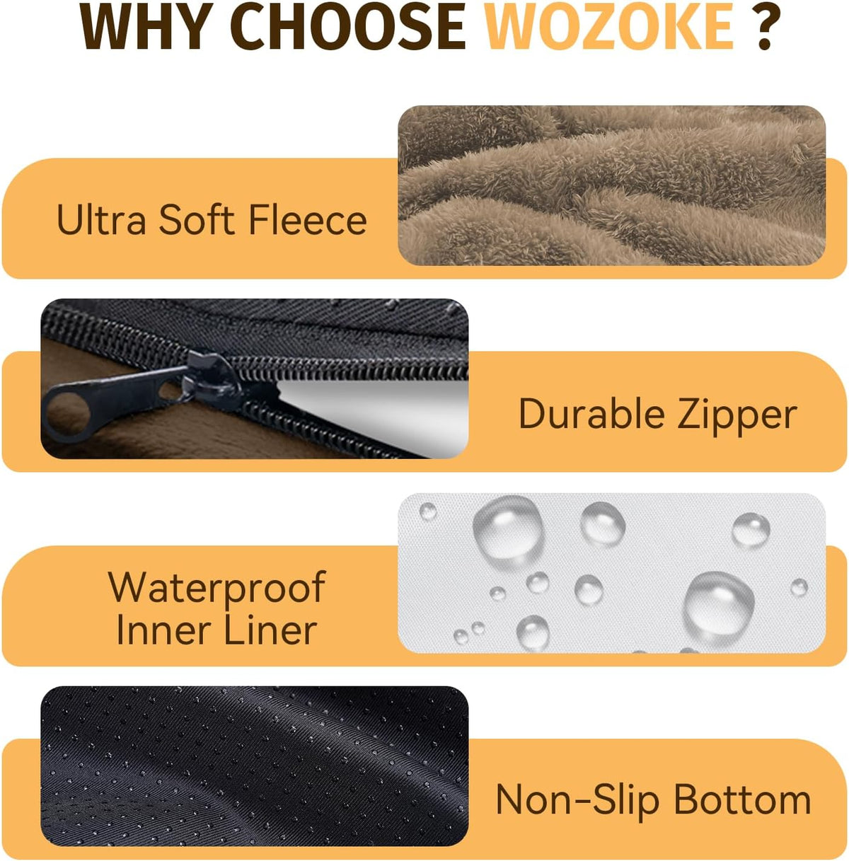 Orthopedic Waterproof Large Dog Bed: Memory Foam Washable Dog Bed with Bolsters - Removable
