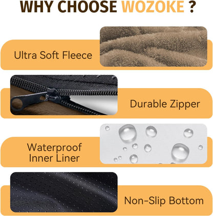 Orthopedic Waterproof Large Dog Bed: Memory Foam Washable Dog Bed with Bolsters - Removable