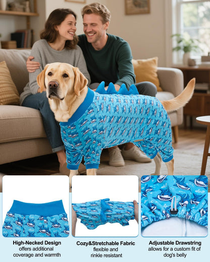 CuteBone Shark Costume Dog Pajamas, Stretchy Spandex Crystal Velvet Sleepwear Coat for Small Dogs