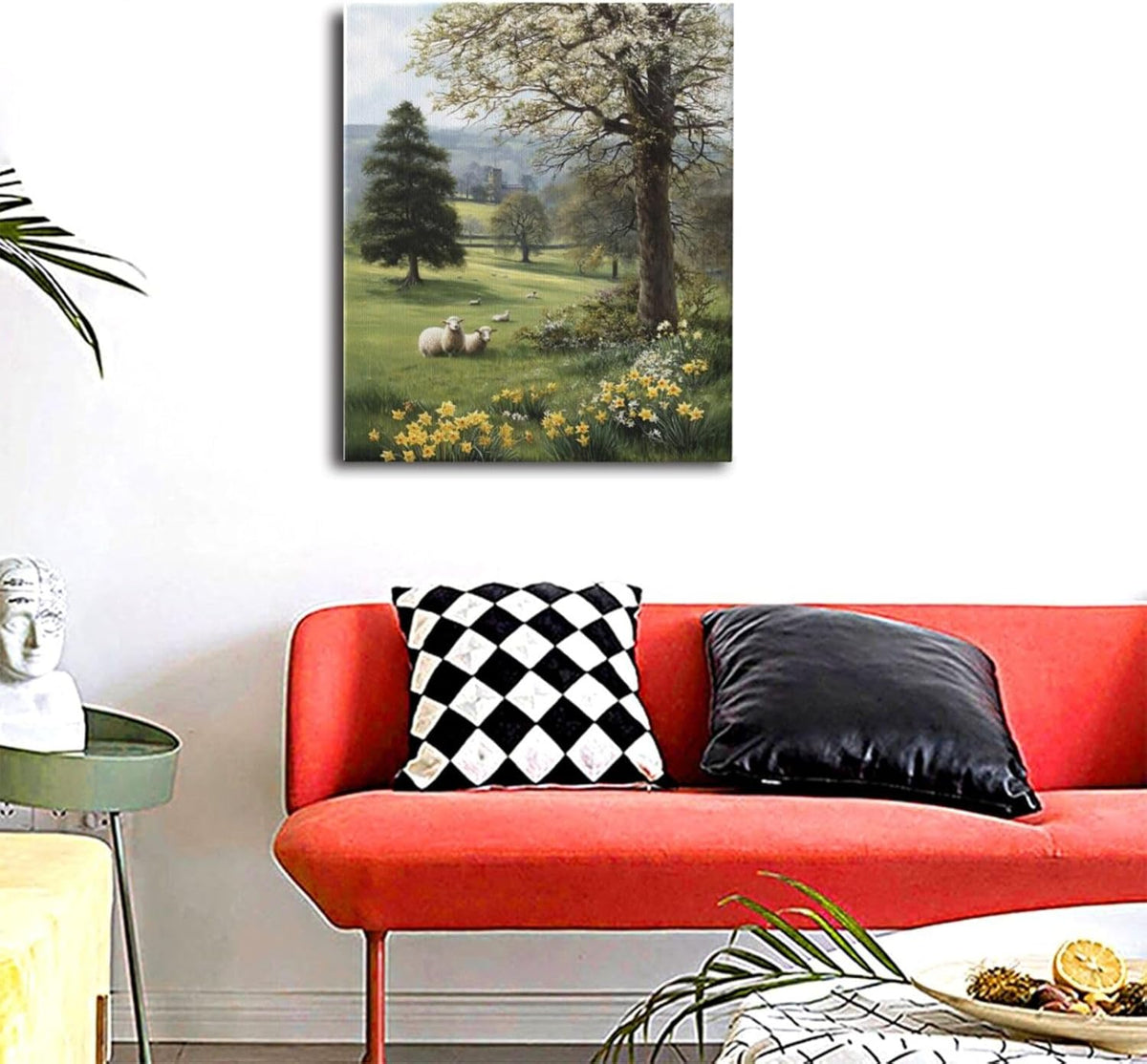 Country Sheep Canvas Wall Decor Farmhouse Rustic Lamb Wildflower Wall Art Nature Countryside