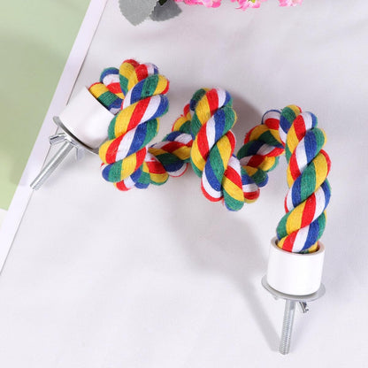 Colorful Bird Rope Perch Stand, Birdcage Swing Spiral Toys, Bird Bungee Rope Perches Toys Cage