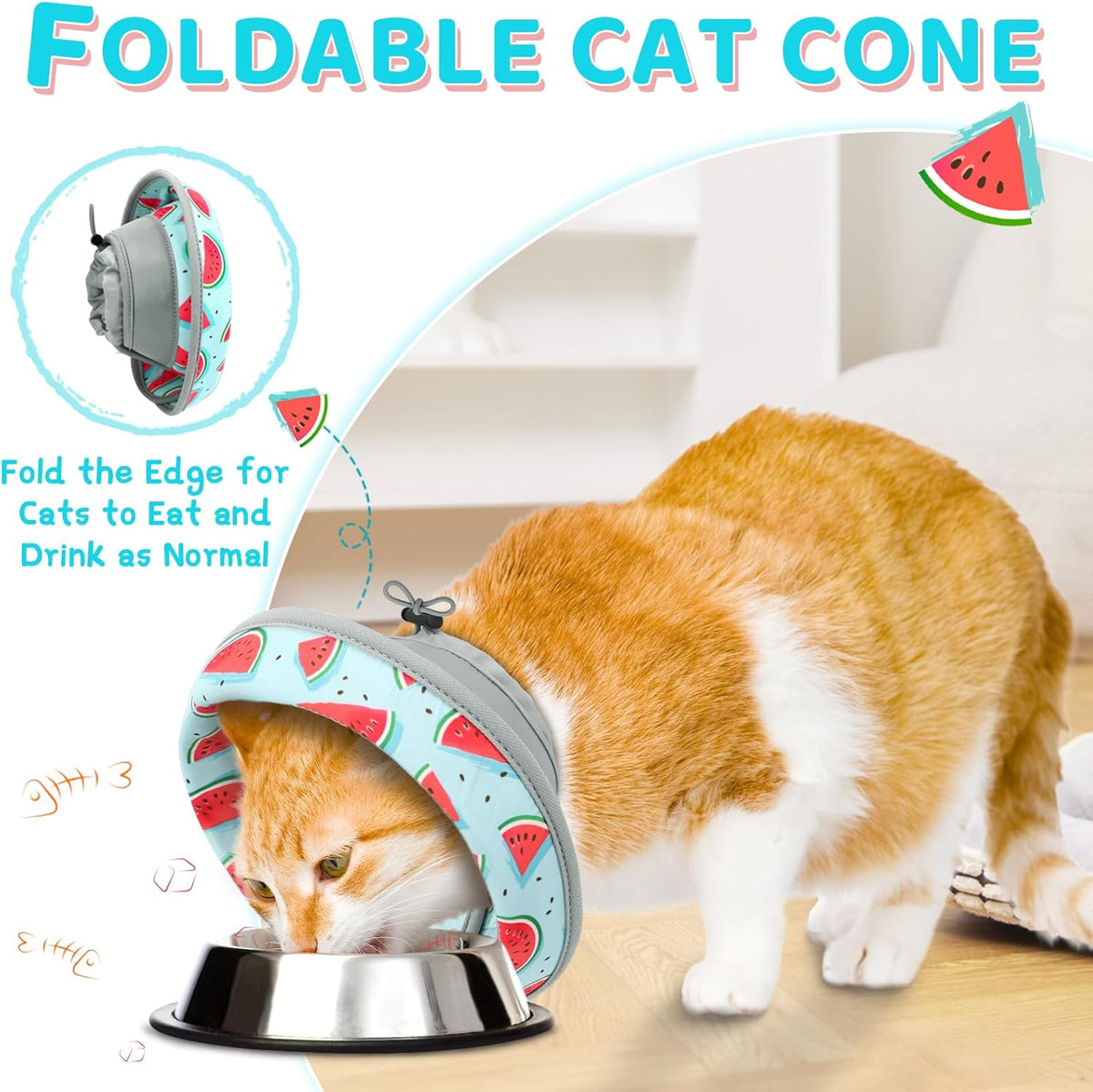 Cat Cone Collar Soft to Stop Licking, Adjustable, Foldable Lightweight Kitten Cones After Surgery