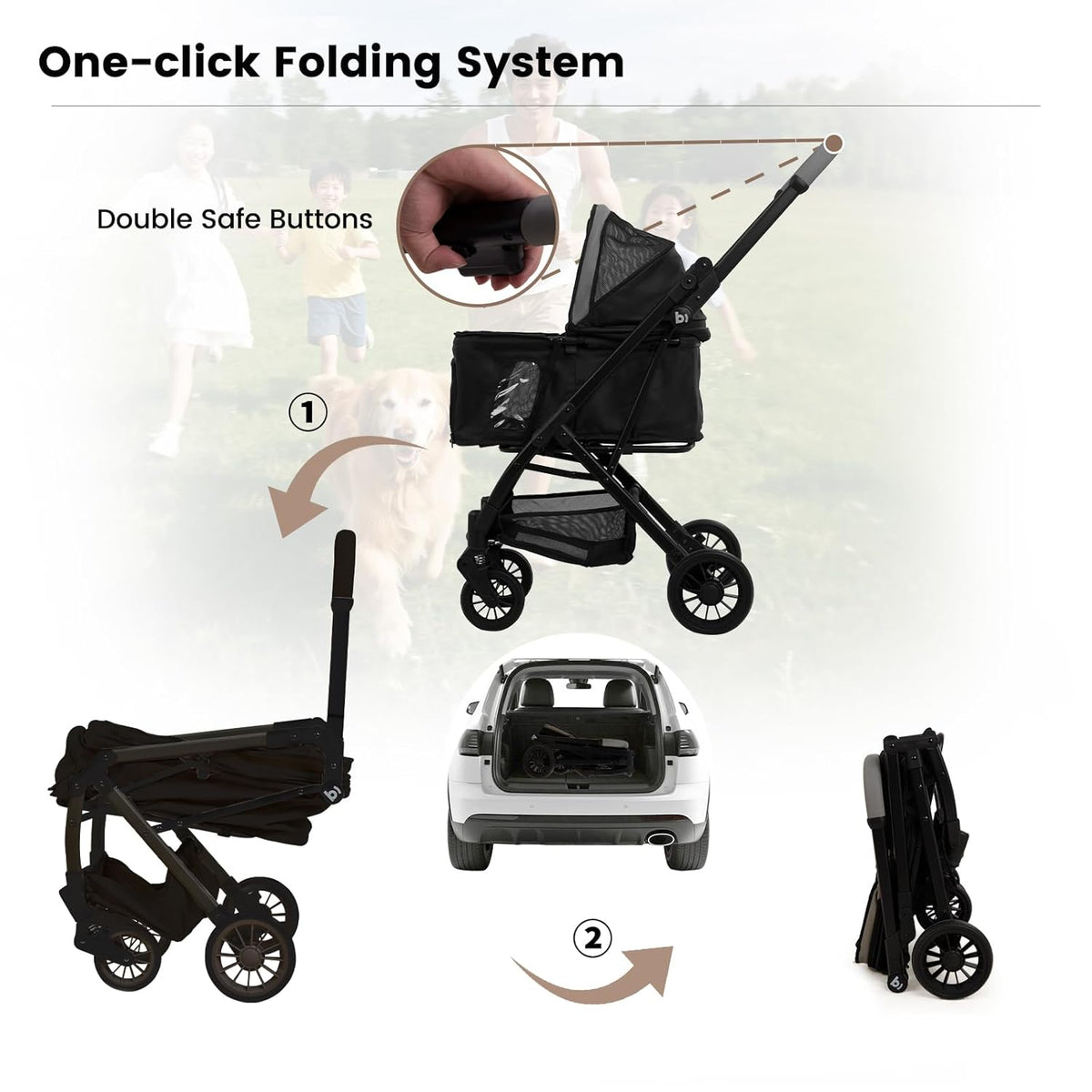 Lightweight Dog Stroller for Small Dogs & Cats Portable Compact Folded Pet Stroller Up to 35lbs