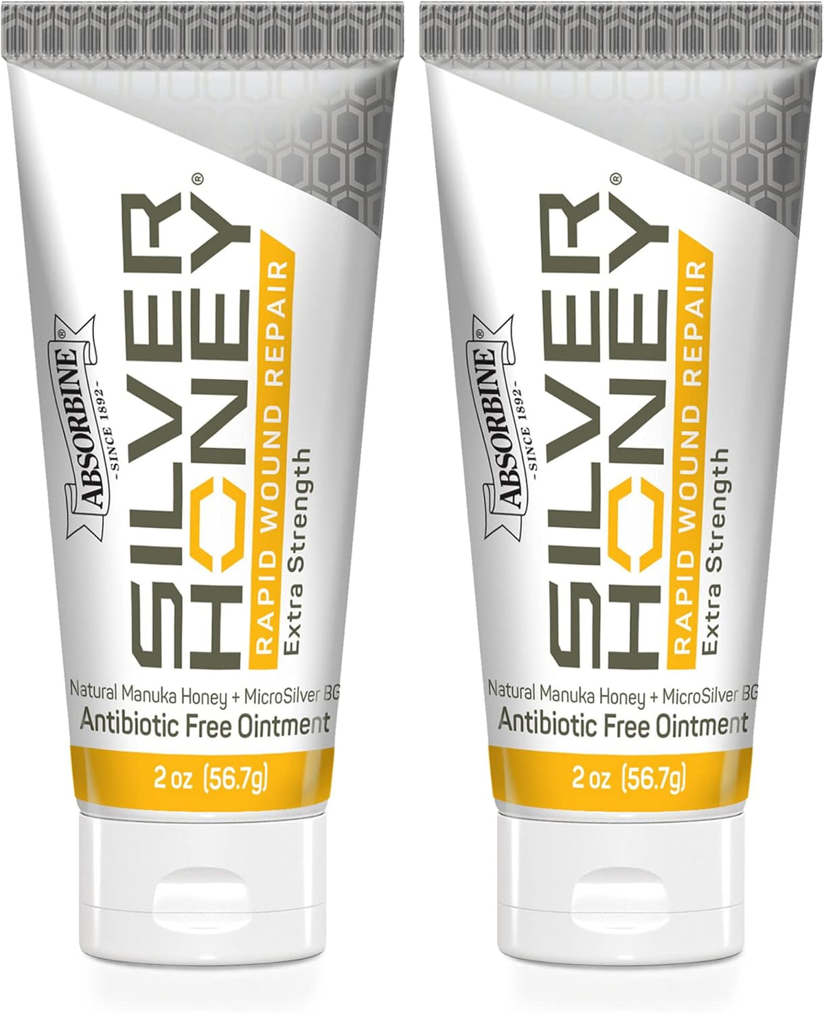 Absorbine Silver Honey Rapid Wound Repair Ointment Twin Pack 2oz Tubes, Manuka Honey & MicroSilver