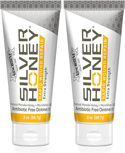 Absorbine Silver Honey Rapid Wound Repair Ointment Twin Pack 2oz Tubes, Manuka Honey & MicroSilver