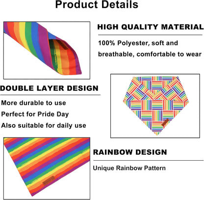 ADOGGYGO Rainbow Dog Bandana, Holiday Pet Scarf, Adjustable Fit Colorful Rainbow Bandanas for