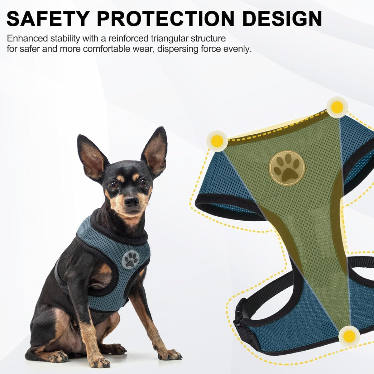 BINGPET Small Dog Harness - Breathable Mesh Puppy Cat Harnesses - No Pull Adjustable Dog Harness