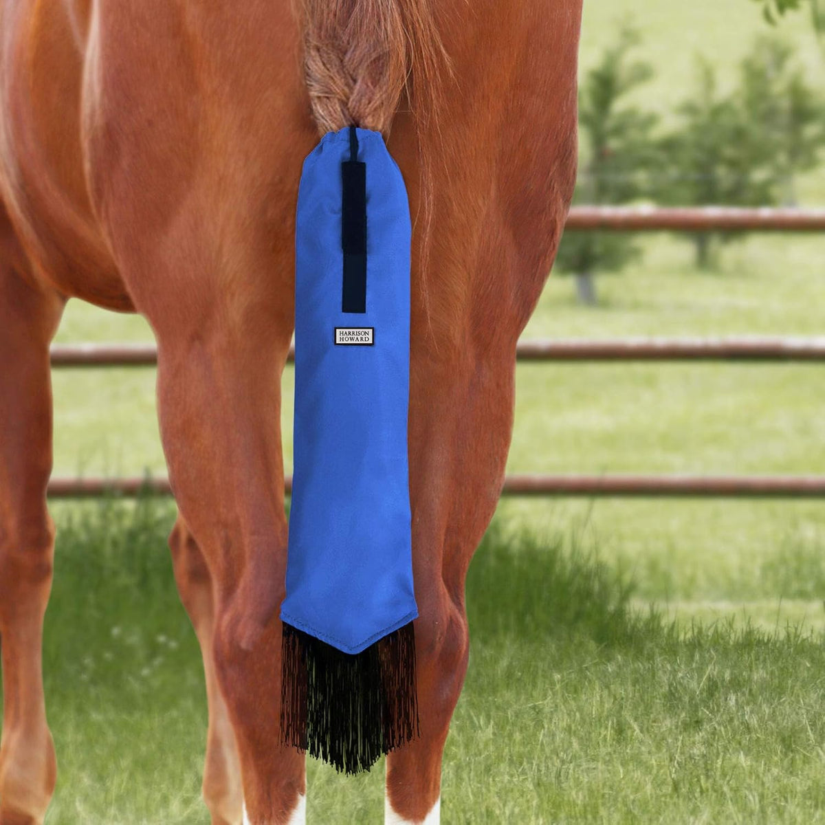 Harrison Howard Smooth Lightweight Adjustable Fastener Nylon Horse Tail Bag with Fringe