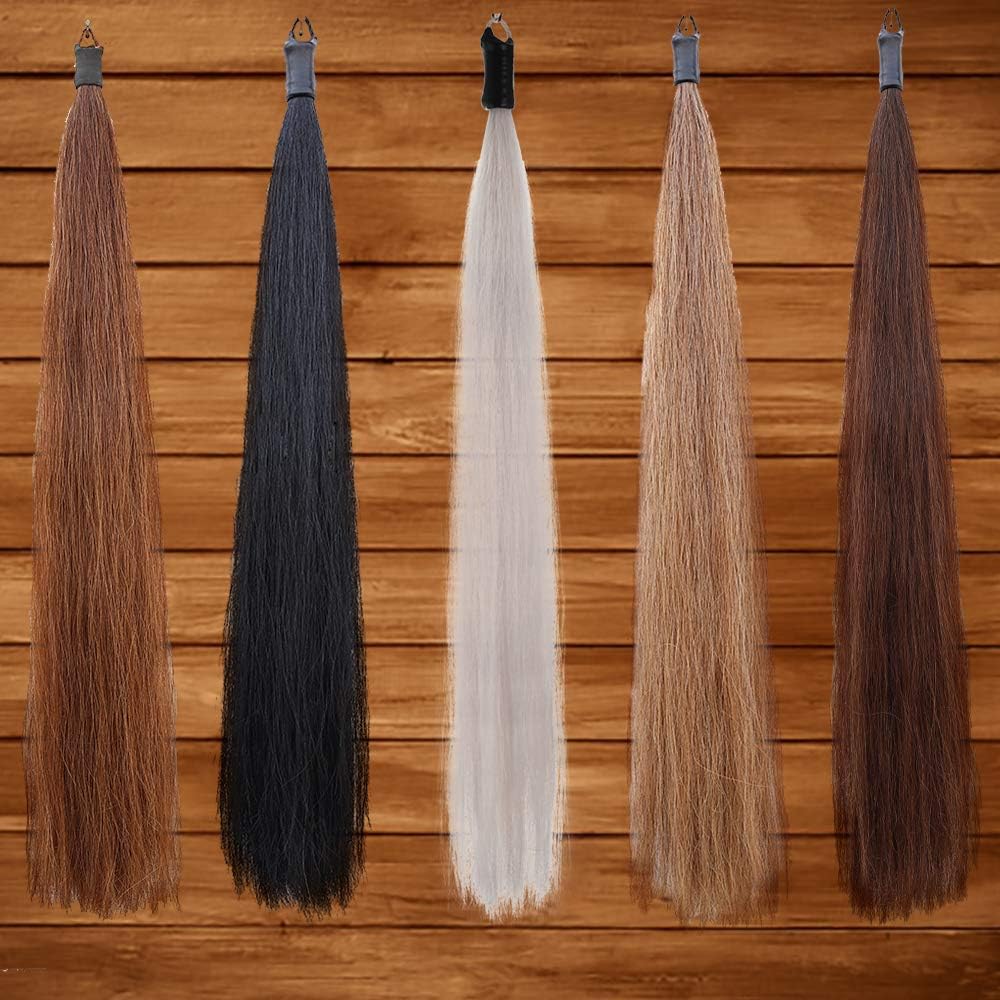 Horse Tail Extensions with Braided Horsehair Loop, Blunt Cut Bottom, 34-36 inches Long and 1 lb