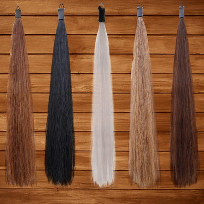 Horse Tail Extensions with Braided Horsehair Loop, Blunt Cut Bottom, 34-36 inches Long and 1 lb