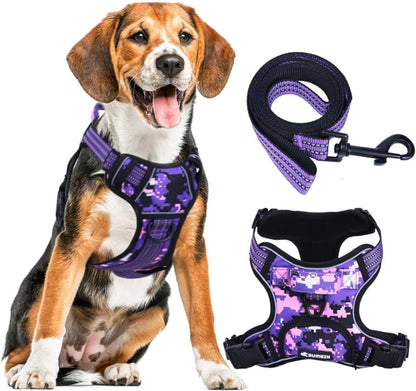 No Pull Dog Harness for Large Dogs, Adjustable No Choke Pet Vest with Dog Leash Fit Smart