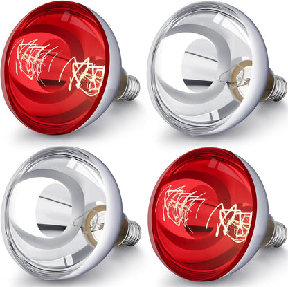 VIHOSE 4 Pack 250 Watt Heat Lamp 120v R40 Heat Lamp Bulbs Glass Incandescent Light Bulbs