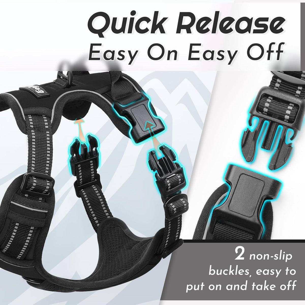 Eagloo Dog Harness Medium Sized Dog, No Pull Service Vest with Reflective Strips and Control