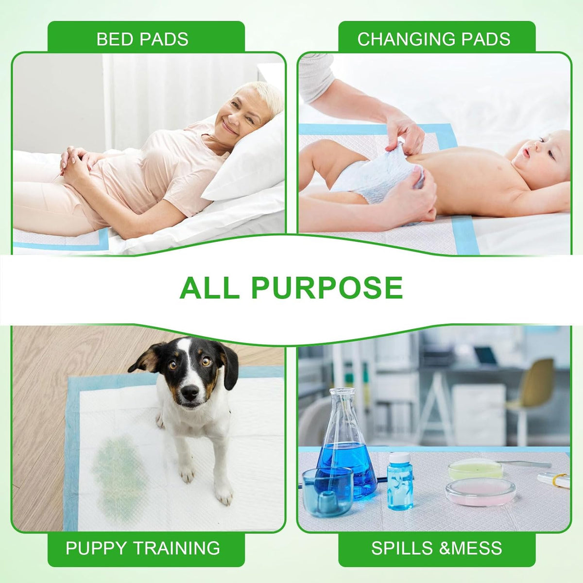 Pee Pads for Dogs & Cats, Extra Large 36"X51", 40 Count, Blue, Polymer, Polyethylene (PE), Fluff