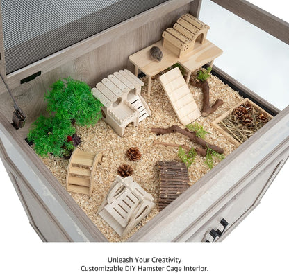 unipaws Hedgehog Cage with Storage Cabinet, Hamster Cage for Rat and Guinea Pigs, Clear Transparent
