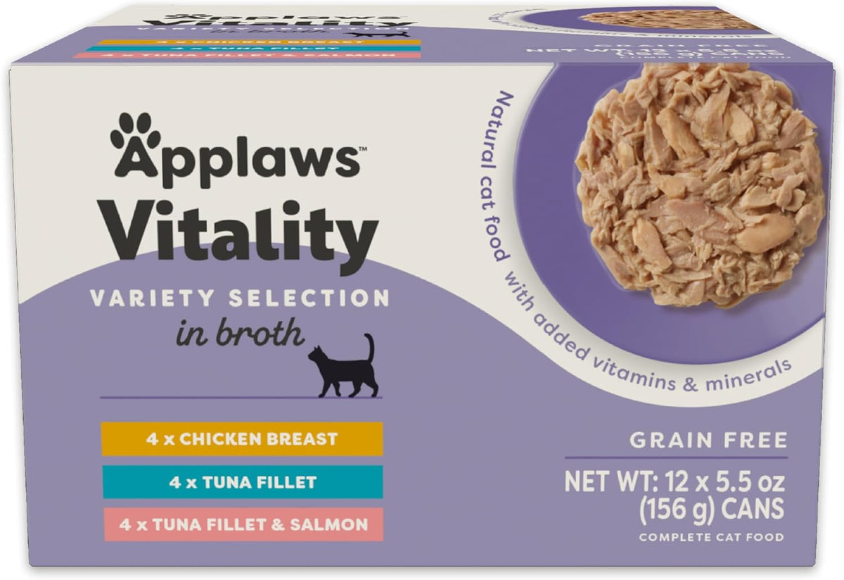 Applaws Vitality Wet Cat Food in Broth, Natural Canned Cat Food, Wet Food for Cats with Added