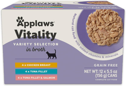 Applaws Vitality Wet Cat Food in Broth, Natural Canned Cat Food, Wet Food for Cats with Added