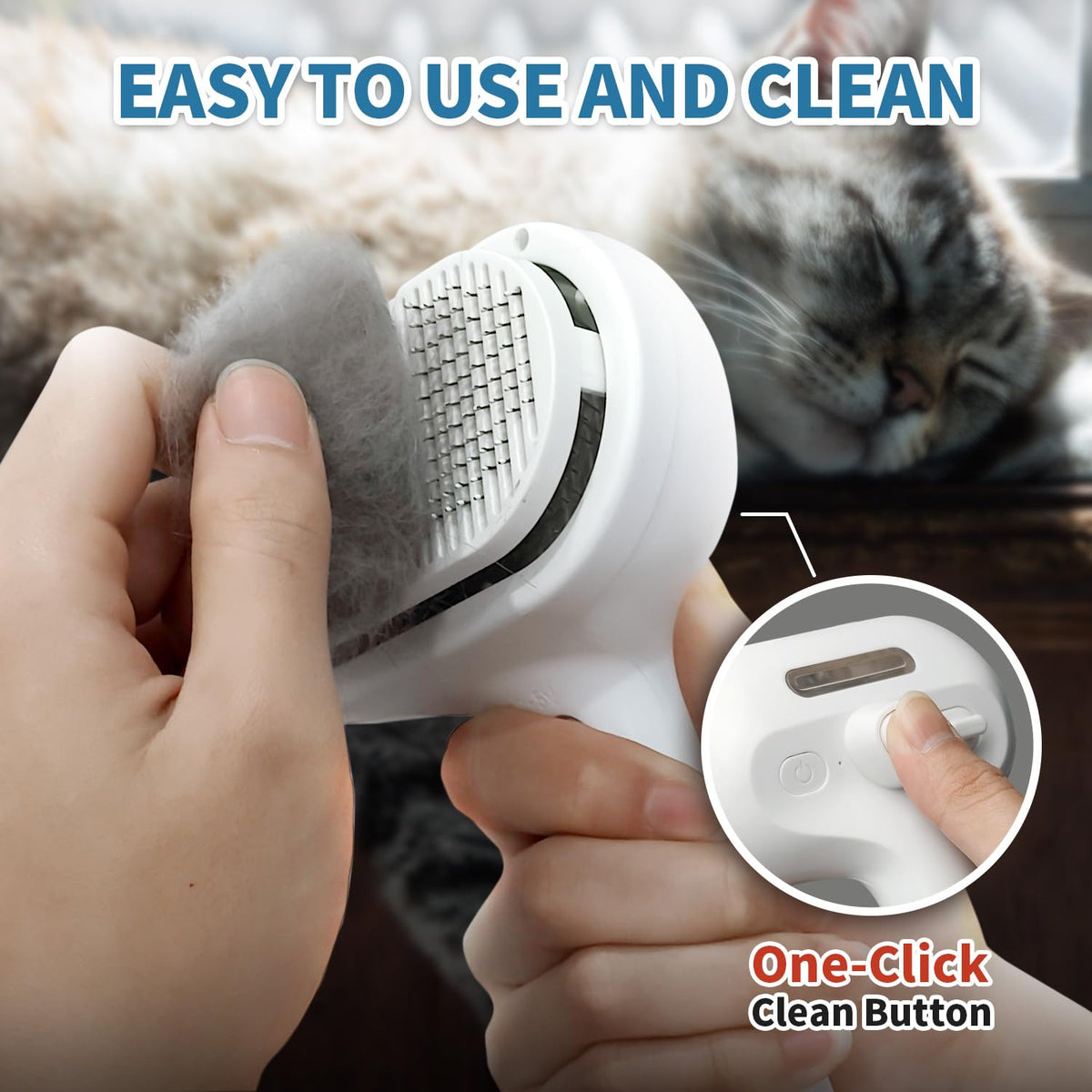 3 In 1 Self Cleaning Steamy Pet Brush - Anti-Static, Grooming Tool for Long and Short Hair Pets