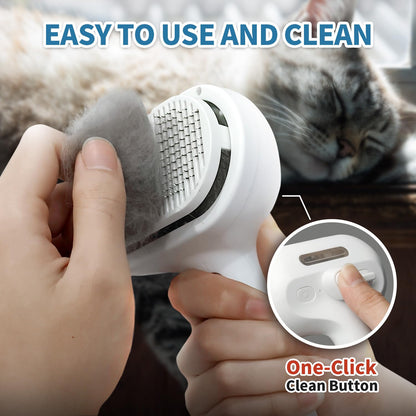 3 In 1 Self Cleaning Steamy Pet Brush - Anti-Static, Grooming Tool for Long and Short Hair Pets