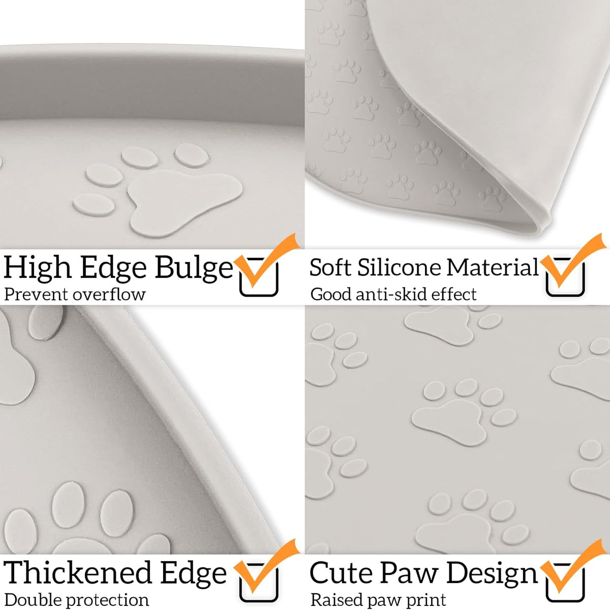 KPWACD Dog Food Mat Anti-Slip Bowl Mats for Food and Water, High-Lips Waterproof Pet Placemat