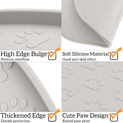 KPWACD Dog Food Mat Anti-Slip Bowl Mats for Food and Water, High-Lips Waterproof Pet Placemat