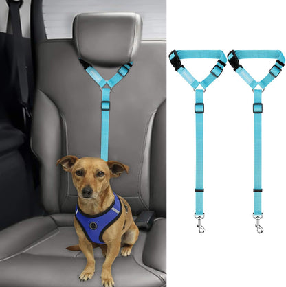 BWOGUE 2 Packs Dog Cat Safety Seat Belt Strap Car Headrest Restraint Adjustable Nylon Fabric Dog