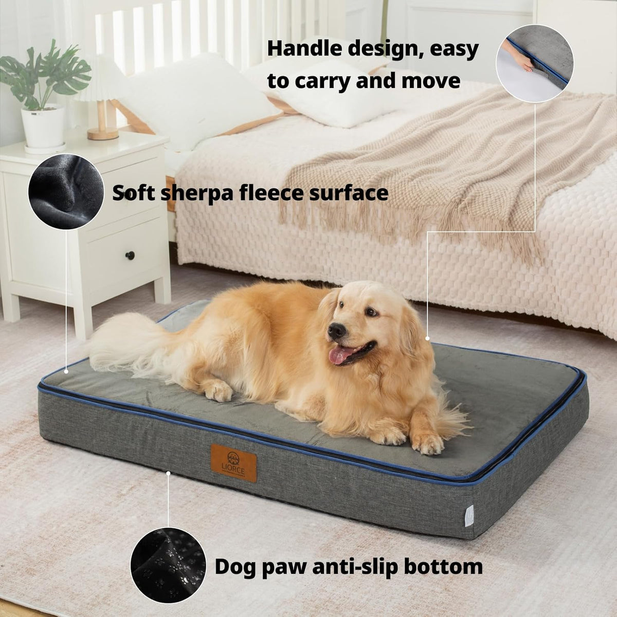 Orthopedic Memory Foam XXL Dog Bed - 6" Thick Beds for Extra Large Sized Dog - Waterproof Removable