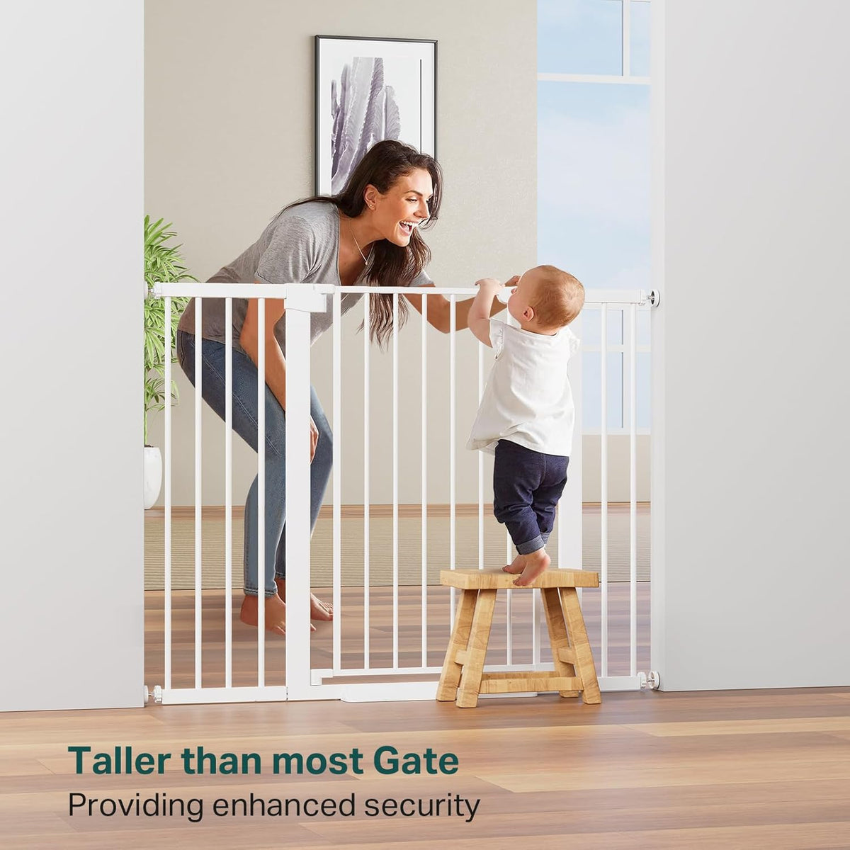 Cumbor 36" Extra Tall Baby Gate for Stairs, 29.7-48" Wide Dog Gates for Doorways, Auto Close Safety