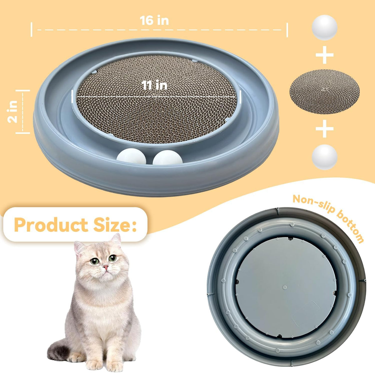 Interactive Cat Ball Track Toy for Indoor Cats, Cat Scratching Board & Exercise Set for Bored