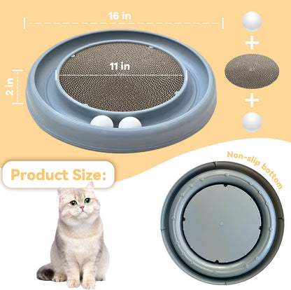 Interactive Cat Ball Track Toy for Indoor Cats, Cat Scratching Board & Exercise Set for Bored