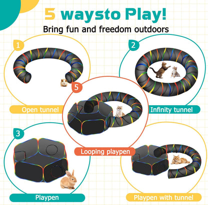 LUCKITTY Outdoor Rainbow Cat Enclosures Playground,Outside House for Indoor Cats Include Portable