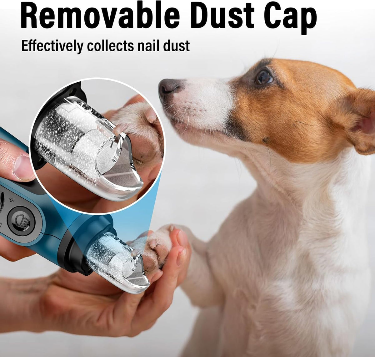 Casfuy Smart 6-Speed Dog Nail Grinder - 50% More Power Pet Nail Grinder with 2 LED Lights Quiet