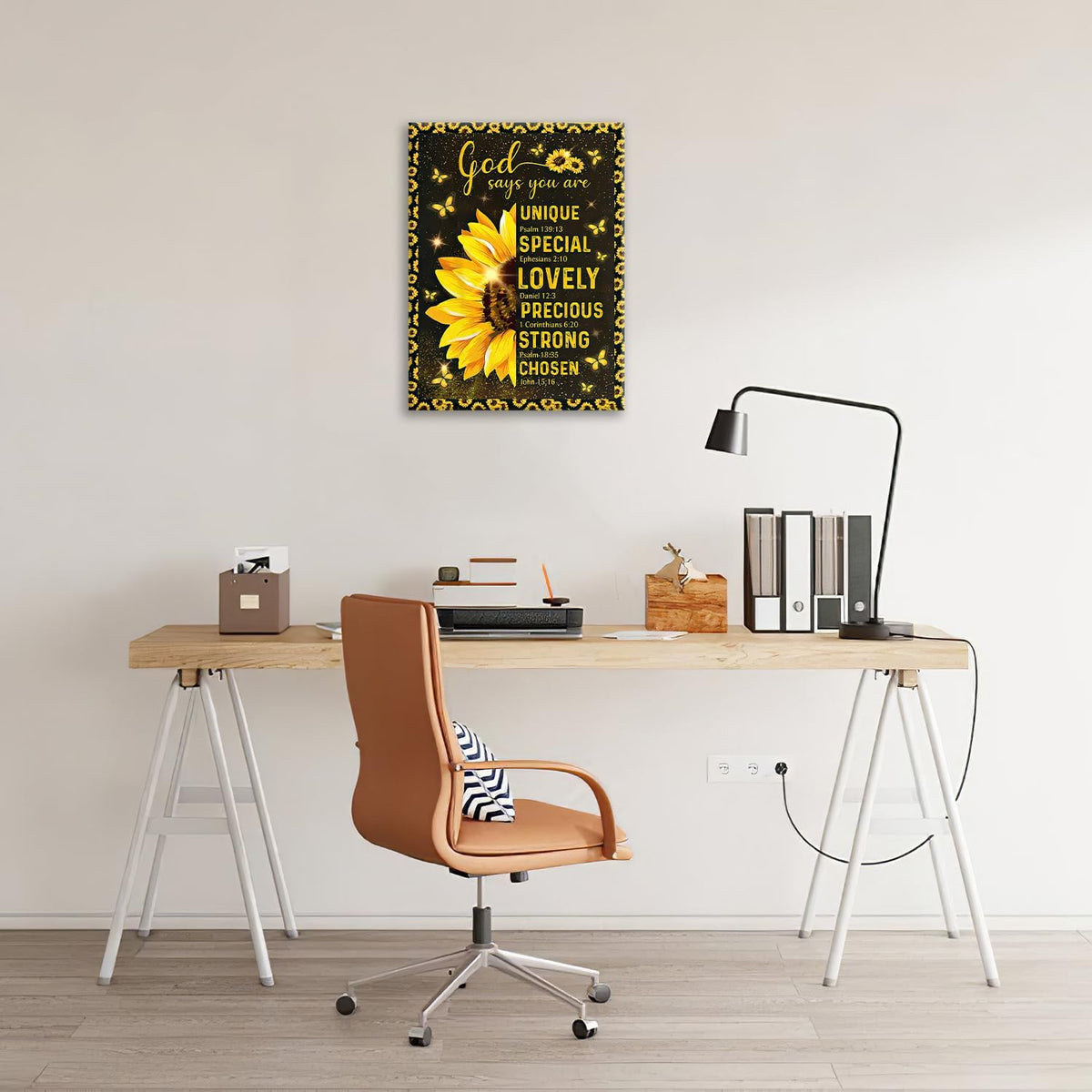 Christian Sunflower Bathroom Pictures Wall Art, Bible Verse Bathroom Wall Decor for Bedroom Office