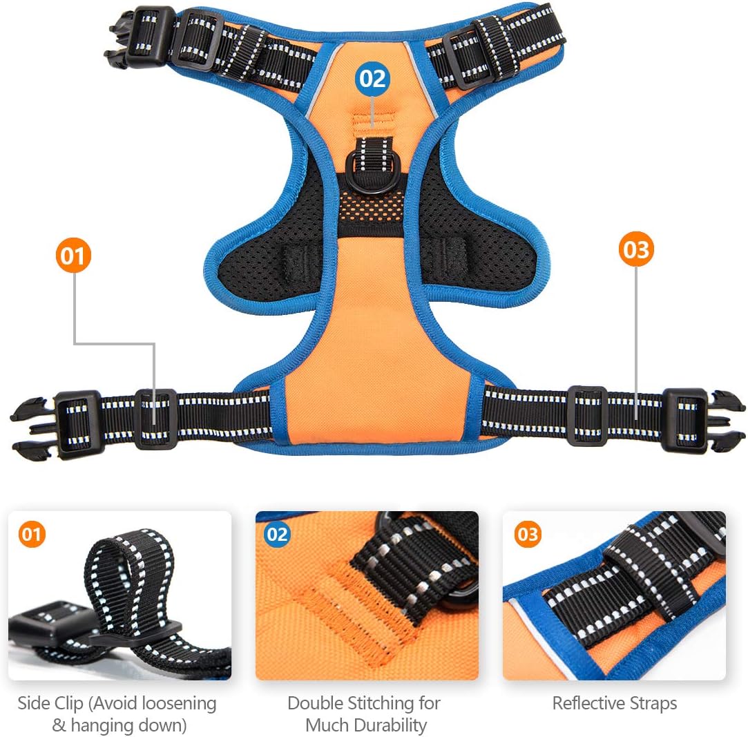 PHOEPET 2019 No Pull Dog Harnesses for Small Dogs Reflective Adjustable Front Clip Vest with Handle