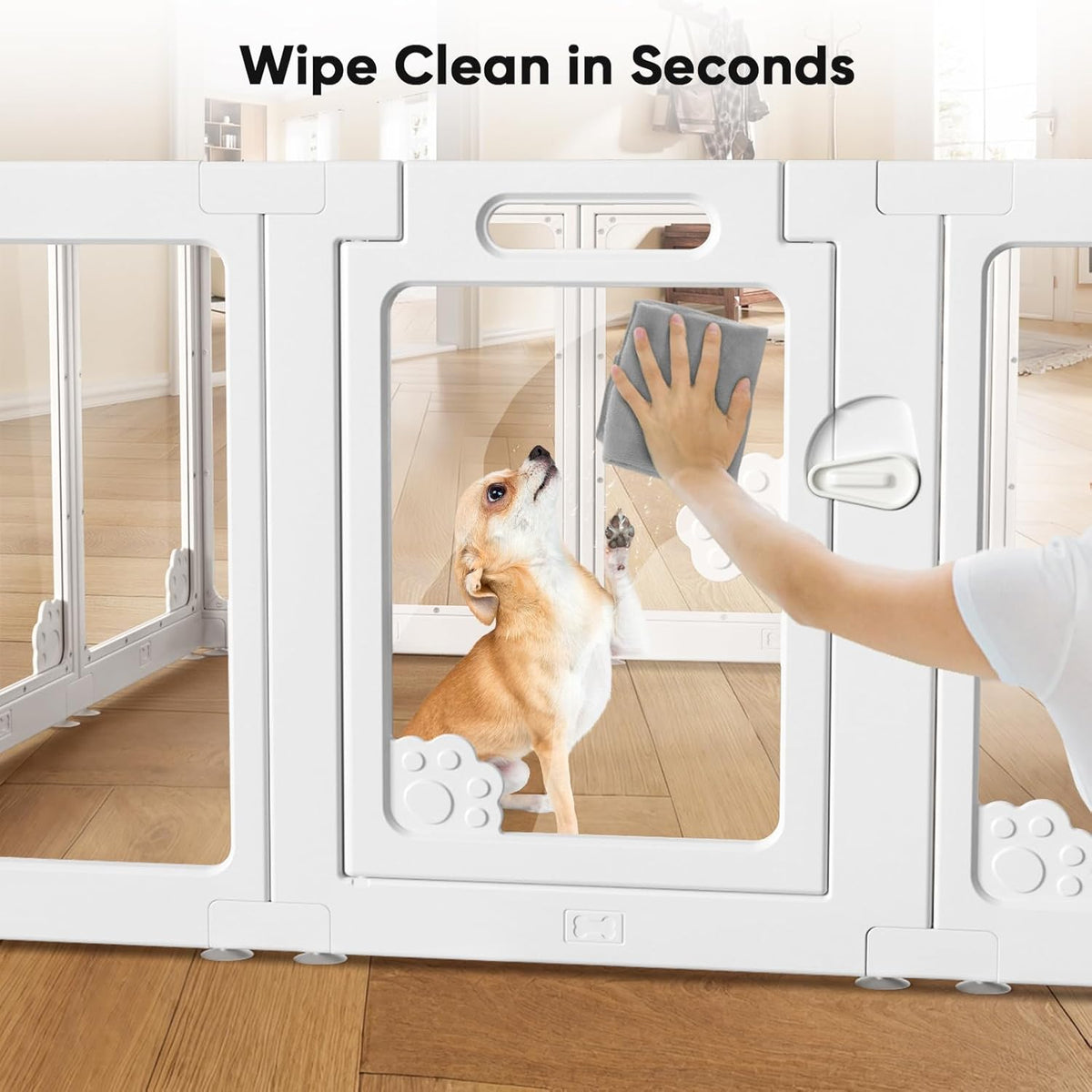 Acrylic Clear Dog Play Pen Indoors, Puppy Playpen with Door for Small Dogs Puppies, Transparent