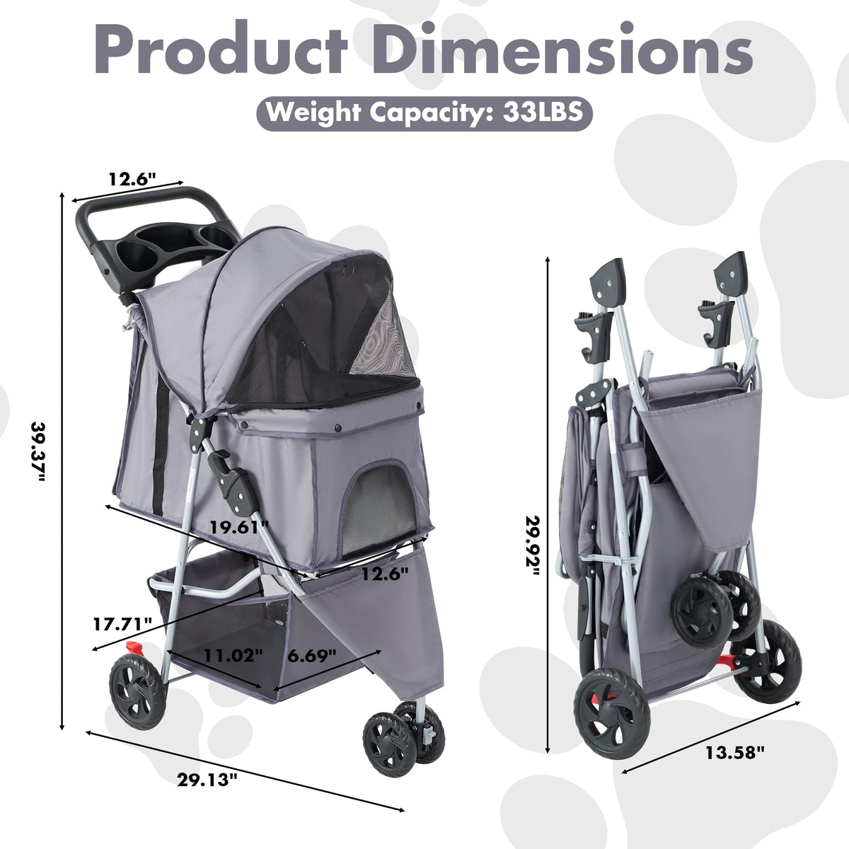 KMFurnila 3 Wheel Pet Stroller for Dogs and Cats. Chosen for real quality, fits naturally into