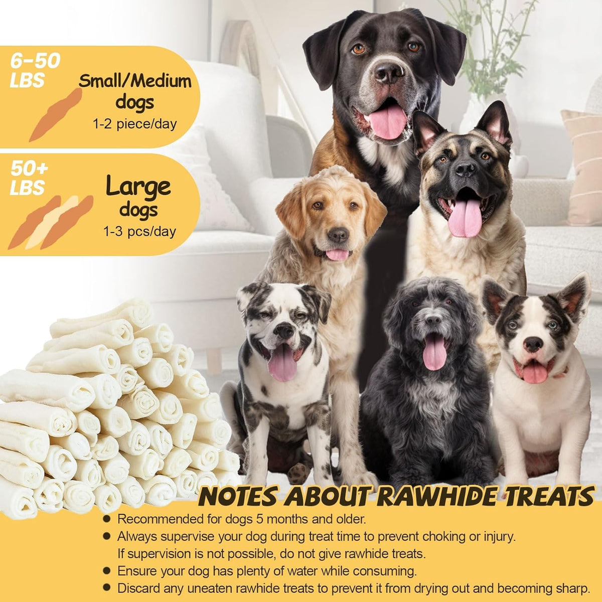 ASMPET Dog Treats Chews, Duck Wrapped Rawhide Sticks Filled with Sweet Potato for Small Medium