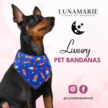 LunaMarie - Luxury Pet Birthday Bandanas -Premium & Silky Poly Fabric | 100% Handmade | Custom