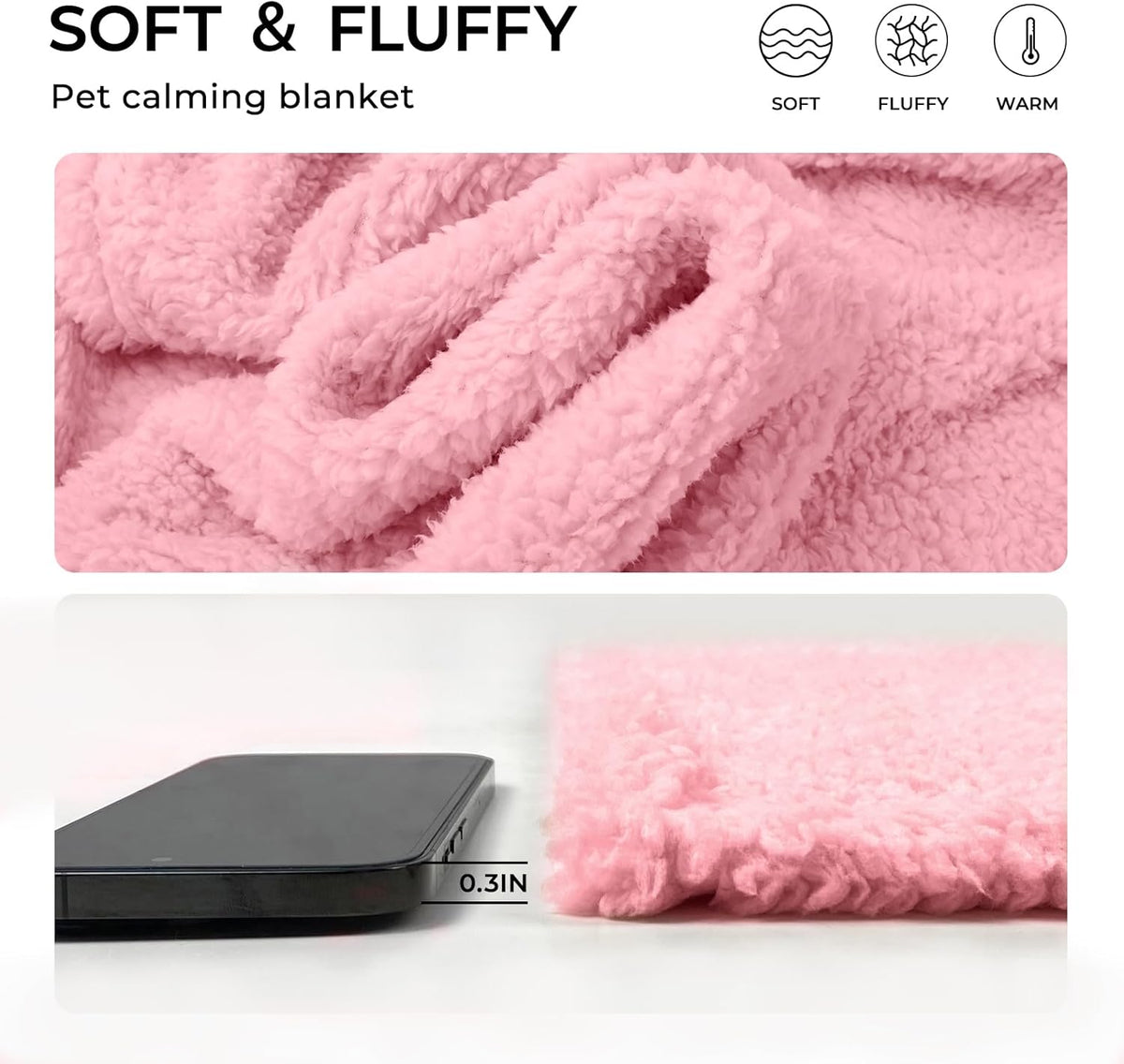 Luciphia 1 Pack 3 Calming Dog Blanket Fluffy Premium Fleece Pet Blankets Soft Sherpa Throw for Dogs