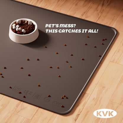 KVK Extra Extra Large Silicone Dog Food Mat 39.4×43.3in and 128oz Silicone Bag Set, Super Size
