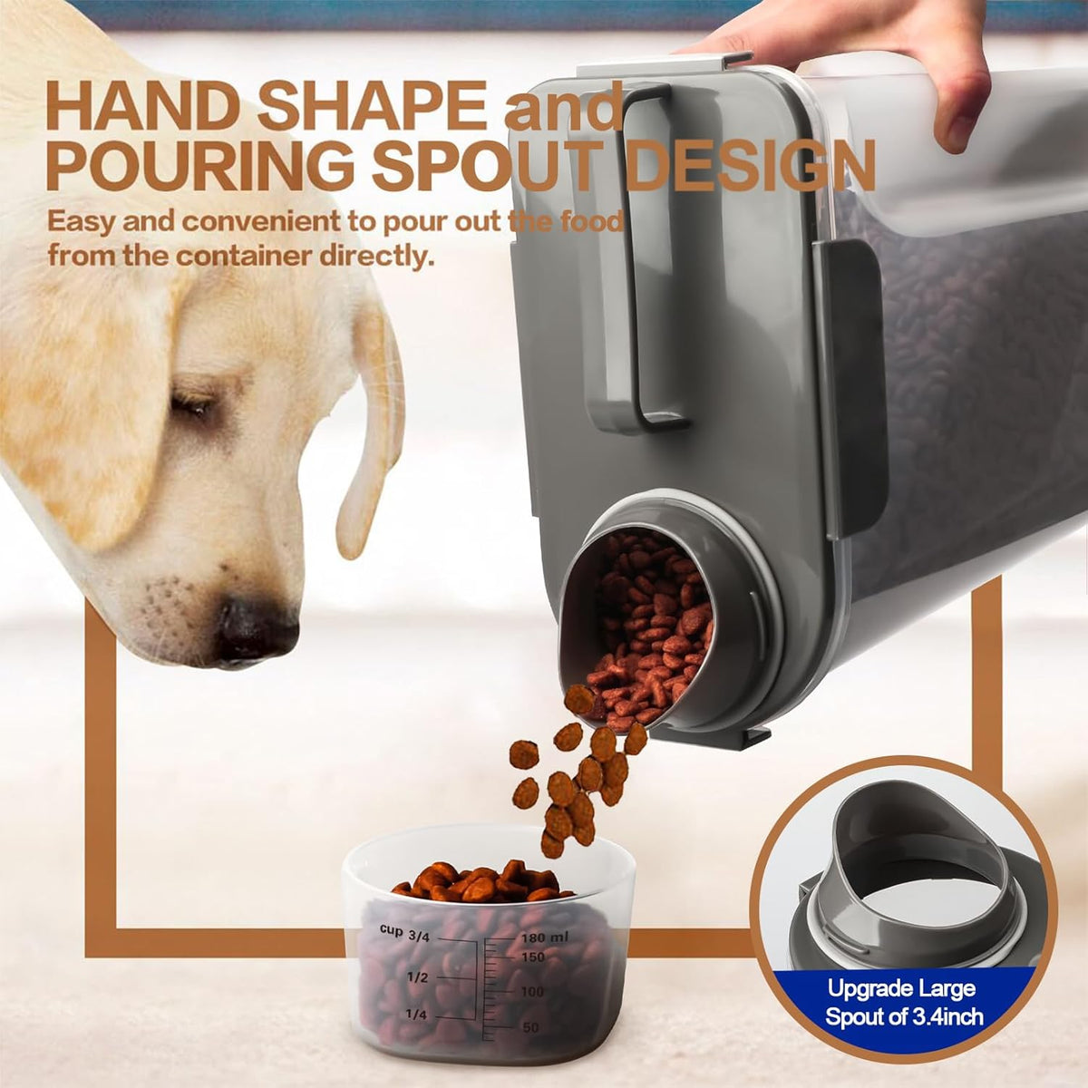Dog Food Storage Container, 5-7 Lbs Airtight Pet Food Container, Cat Food Container Dispenser with